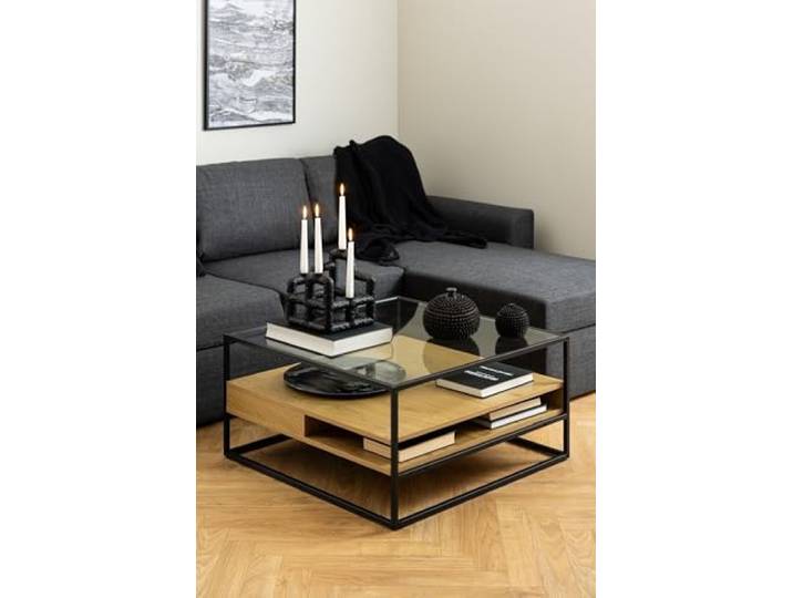 möbelando Couchtisch >Randolf< in Wildeiche; schwarz, MDF, Stahl - 80x40x80cm (BxHxT)