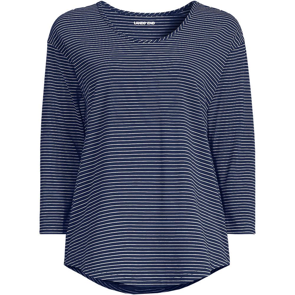 Fließendes Shirt mit Ballettausschnitt für Damen, Damen, size: regular, Blau, Baumwoll-Mischung/Baumwolle Modal, by Lands' End