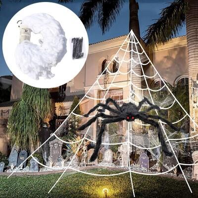 Uplift Picks Giant Halloween Spider Web Decoration For Haunted Yard Porch Party Displays white