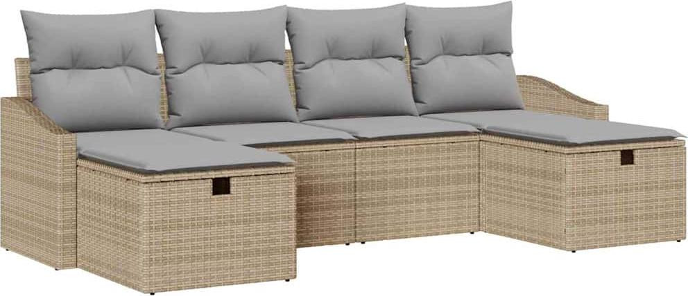vidaXL Set van 6 tuinmeubels van polyrotan
