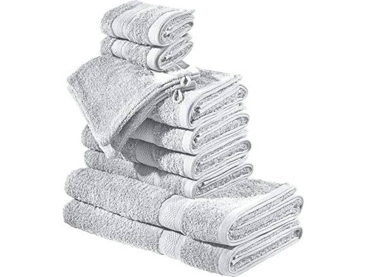 REDBEST Frottier-Set 10-TLG. Chicago Silber Größe - Handtuch, Duschtuch, Gästetuch, Waschhandschuh - saugstark, strapazierfähig, ideal für Reisen, Sport