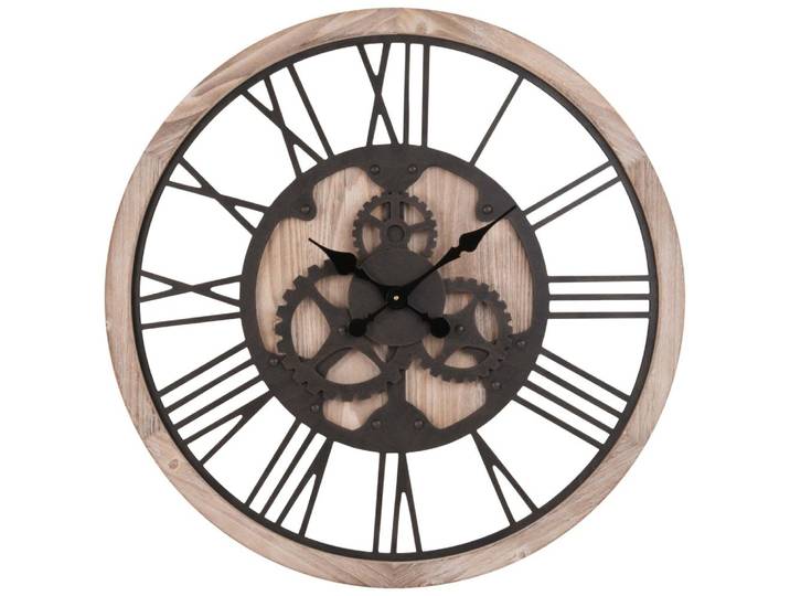 Wanduhr mit Räderwerk, naturfarben und schwarz D79