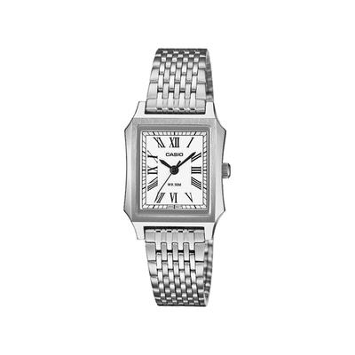 Quarzuhr, silber (edelstahlfarben, weiß, weiß), CASIO TIMELESS COLLECTION, Armbanduhren, Damen, edelstahlfarben, Quarzuhr, Armbanduhr, Damenuhr, Edelstahlarmband, analog