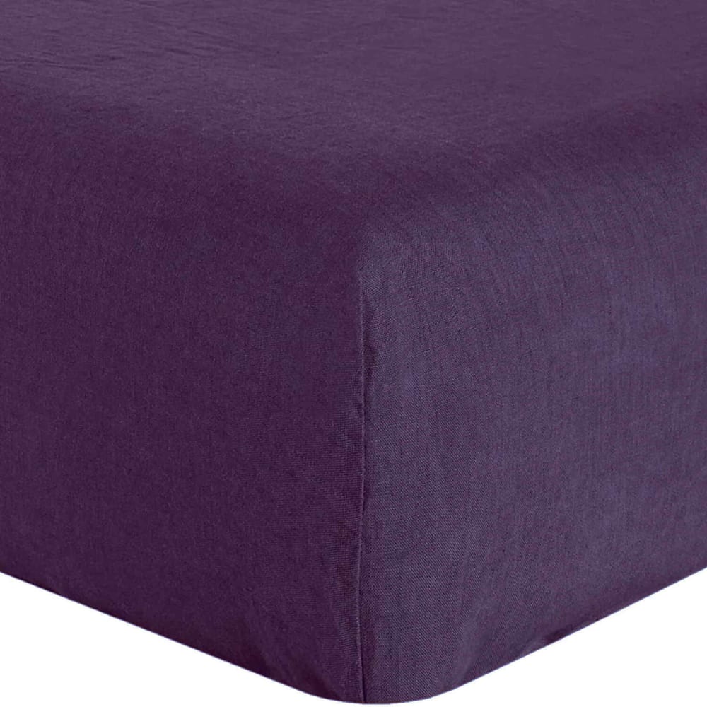 Baton Rouge Drap housse lin prune 200x200 cm Violet 200x1x200cm