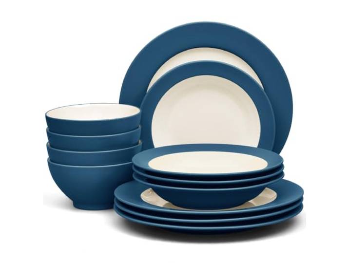 Noritake Colorwave Blue Geschirr-Set, 12-teilig, mit Rand, Service für 4 Personen