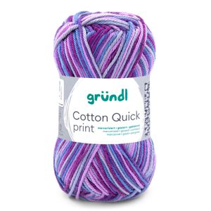 Gründl Häkelgarn 861-171 Cotton Quick print, aubergine multicolor, 50 g / 125 m, Nadelstärke 3-4, 100% Baumwolle