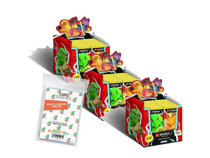 Blue Ocean Sammelkarte LEGO Ninjago Serie 9 Trading Cards 3 Display (150 Booster) + Sleeves