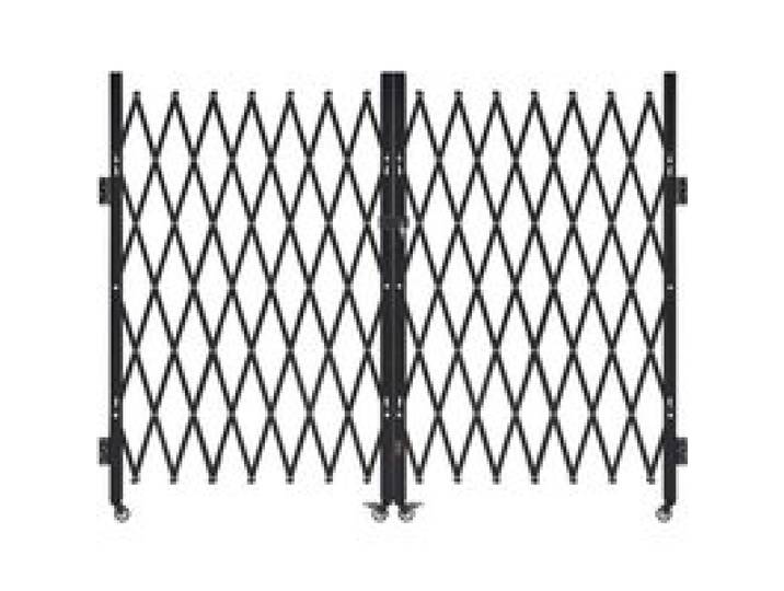 VEVOR Sicherheitstor abschließbar, doppelt klappbares Scherentor mit 360°-Lenkrollen, einziehbare Stahltore Outdoor, für Eingangssicherheit Garage Lager, Falttor 3300 x 1605 mm (B x H) Schwarz