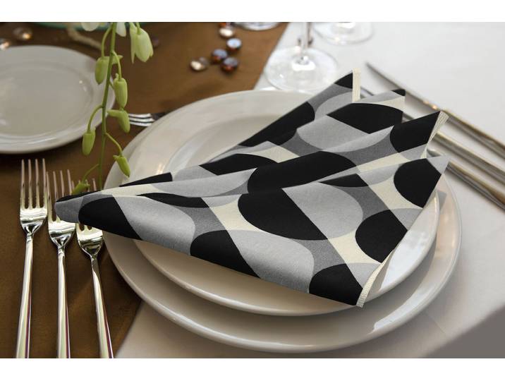 Stoffserviette ADAM Circles Gr. 1, grau (dunkelgrau, hellgrau, schwarz), B:30cm L:30cm, Obermaterial: 100% Baumwolle, Servietten, Stoffserviette, GOTS organic,zertifiziert durch CERES 0242Made in Germany