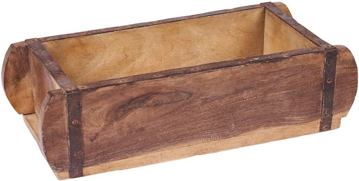 Vintage Houten Kist met Dienblad, 32 cm - Decoratieve Opbergdoos