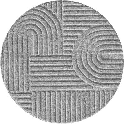 Teppich AYYILDIZ TEPPICHE "ART 1121, auch als Läufer und in Rund erhältlich", silber, H:20mm Ø:80cm, Polypropylen, Teppiche, Teppich, Boho Design, 3D Optik, Struktur Hoch Tief, skandinavisch, Wohnzimmer
