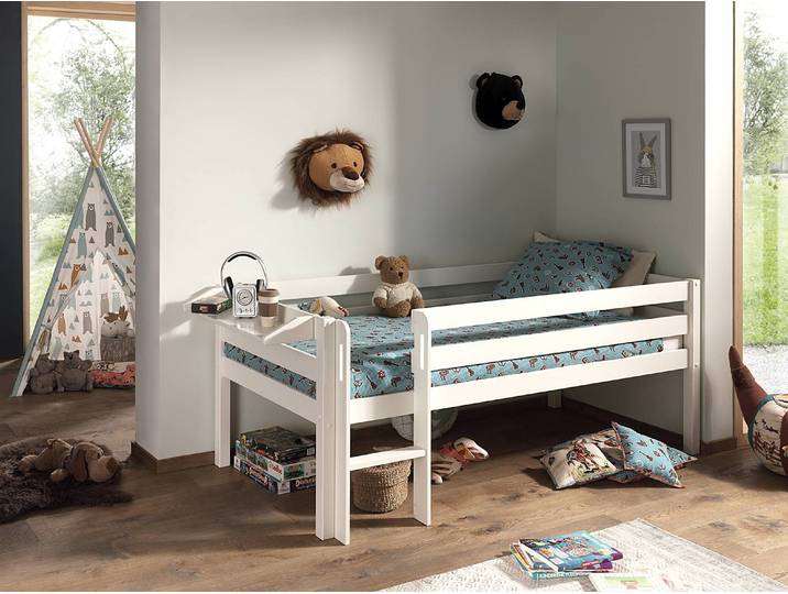 Lit banquette avec étagère 90 x 200cm Blanc/Blanc Avec échelle