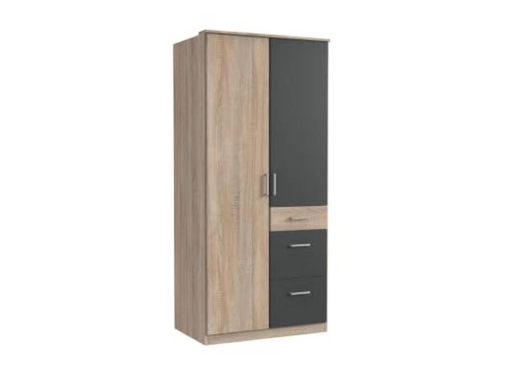 M Möbel-Direkt Deutschlands schnelle Möbel Kleiderschrank Click Eiche Sägerau, Grafit