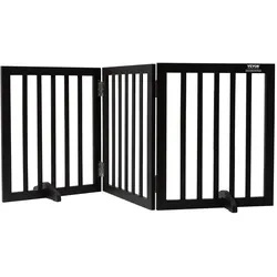 VEVOR Freistehendes Hundetor, Haustiertor, 508 x 610 mm Türschutzgitter 3-Platten-Faltbares Hundetor für Breite & Schmale Durchgänge, Erweiterbare Klappbare Hundebarriere, Braunes Treppenschutzgitter