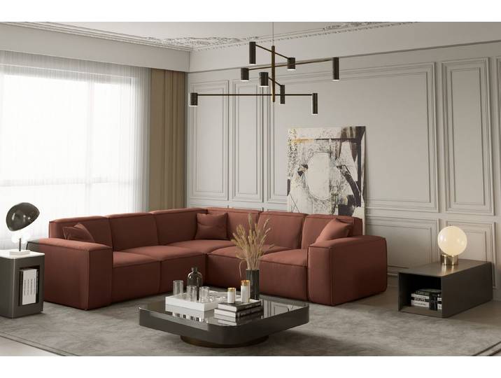 Friderik-EU Ecksofa Ecksofa LUGA Corner – stilvolles und komfortables Sofa mit Kissen, Made in Europe