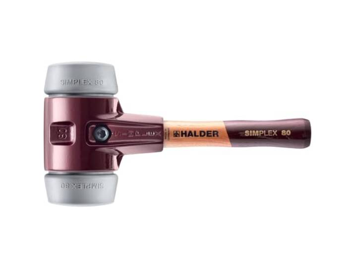 Maillet SIMPLEX\, TPE moyen ; avec boîtier en fonte malléable et manche en bois extra court de qualité D=80 mm/Modèle de manche=extra court 3003.082