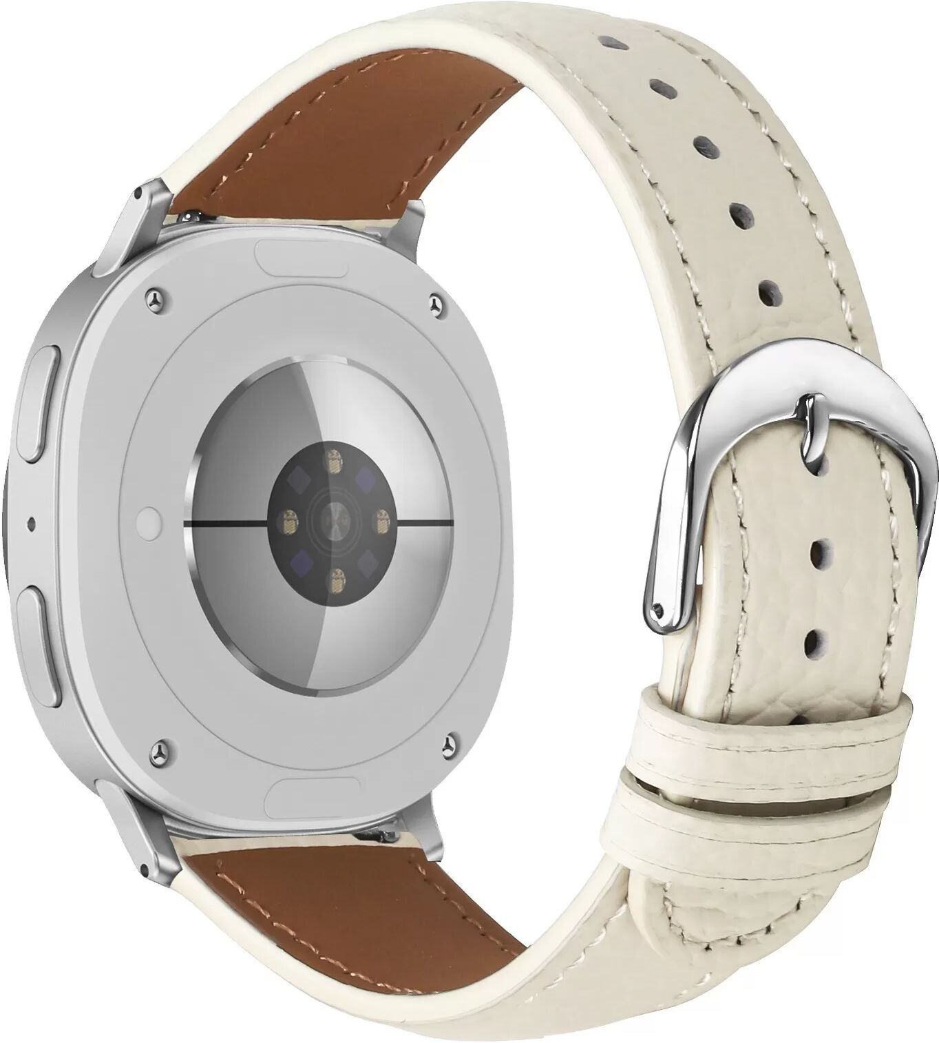 INF Kompatibel mit Samsung Galaxy Watch8/Classic Lederarmband aus echtem Narbenleder, braun, hochwertig und komfortabel Aprikose