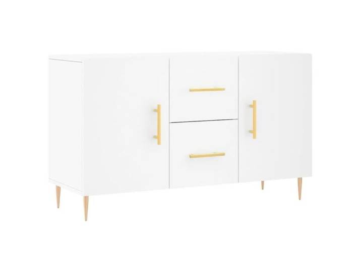 Buffet blanc - Blanc - 100x36x60 cm - Bois d'ingénierie - 2 portes - Buffet bas