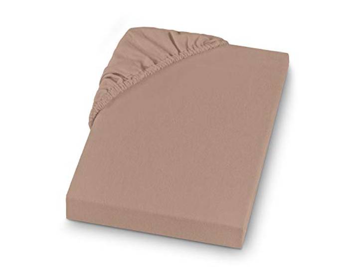 SETEX Feinbiber Spannbettlaken GOTS, 90 x 200 cm großes Spannbetttuch, 100% Baumwolle, Bettlaken in Taupe