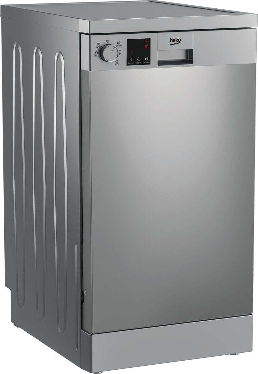 Beko DVS05024X, Freistehend, Single (45 cm breit), Edelstahl, Silber, Drehregler, Touchsteuerung, LED