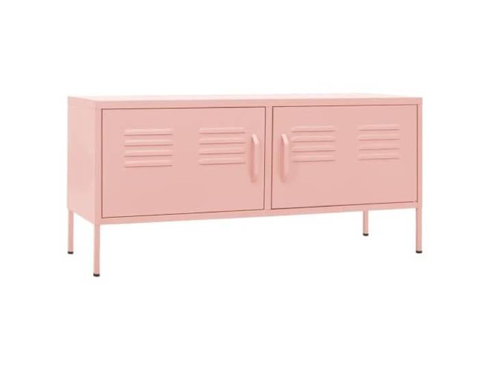 Helloshop26 Praktischer rosa TV-Schrank mit Ablagefach und Kabellöchern, 105 x 35 x 50 cm, Stahl rosa 02_0046884
