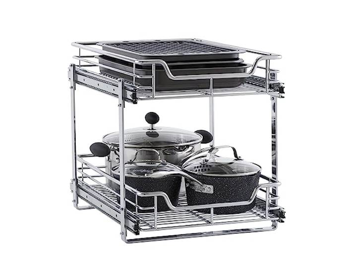 Household Essentials C21521-1 Glidez 2-stöckiger Schiebeschrank, 36,8 cm breit, Chrom