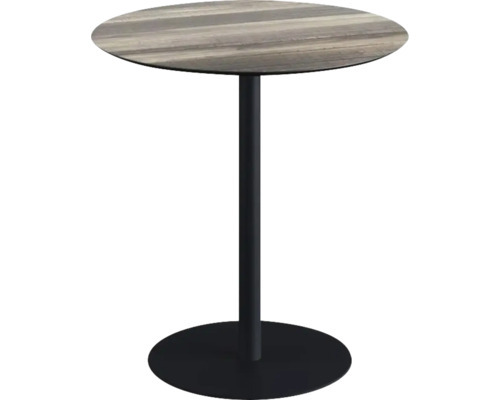 Urban Terrassentisch Schwarz gestell + Tropical Wood HPL Ø70 cm