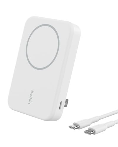 Belkin BoostCharge Pro draadloze 8000mAh powerbank met Qi2 en MagSafe-compatibiliteit, wit