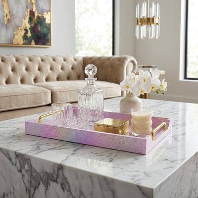 Cheungs "Nimue 15.75"" Rectangular Decorative Serving Tray - Prismatic Fish Scale Pattern for Display, and Organization"