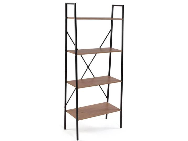 Étagère bois et métal noir 4 étages 63x32x148cm