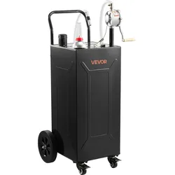 VEVOR 132,5L Kraftstofftrolley Mobile Tankanlage mit Handpumpe Schwarz, Tragbarer Kraftstofftank für Auto Rasenmäher Boot ATV, Mit 4 Rollen & Ölstandsanzeige, Für Benzin & Diesel, Kohlenstoffstahl