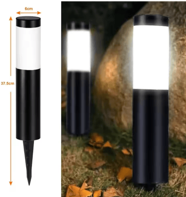 Inspire Picks Cylindrical Solar Garden Light Waterproof Dusk To Dawn Outdoor Pathway Lamp black Cold White