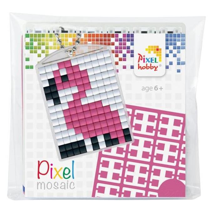 Magni Pixel P23021 Mosaik Medaillon Flamingo, Schlüsselanhänger für Kinder zum Selbstgestalten, kinderleic (23021)