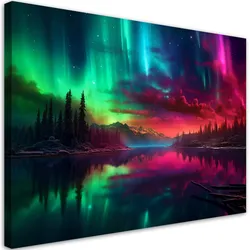 WANDBILD aurora borealis vor dem hintergrund der berge