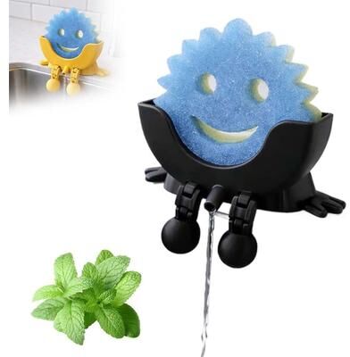 Multisell Products Hub Printing Countertop Sponge Rack Organizer, Cute Hanging Soap Holder With Drainage For Kitchen green