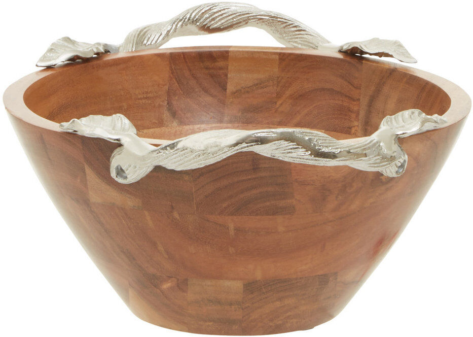 Alpen Home Drea Wood Serving Bowl Silver;Brown 33cm W