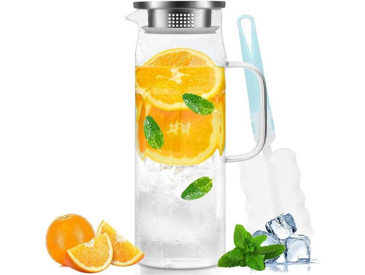Glaskaraffe 1.5 Liter mit Deckel, Transparent, Glas, 9x9 cm, Geschirr, Kannen & Karaffen, Wasserkaraffen & Krüge