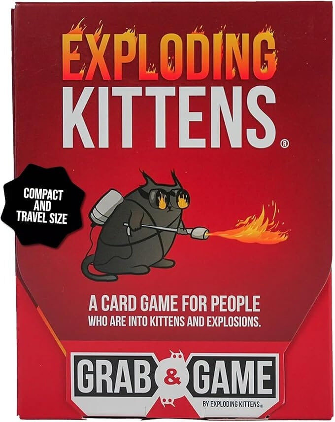 Exploding Kittens - Grab ; Game, Pocket-Sized Edition, Ages 8+, Card Game for Travelers and Families
