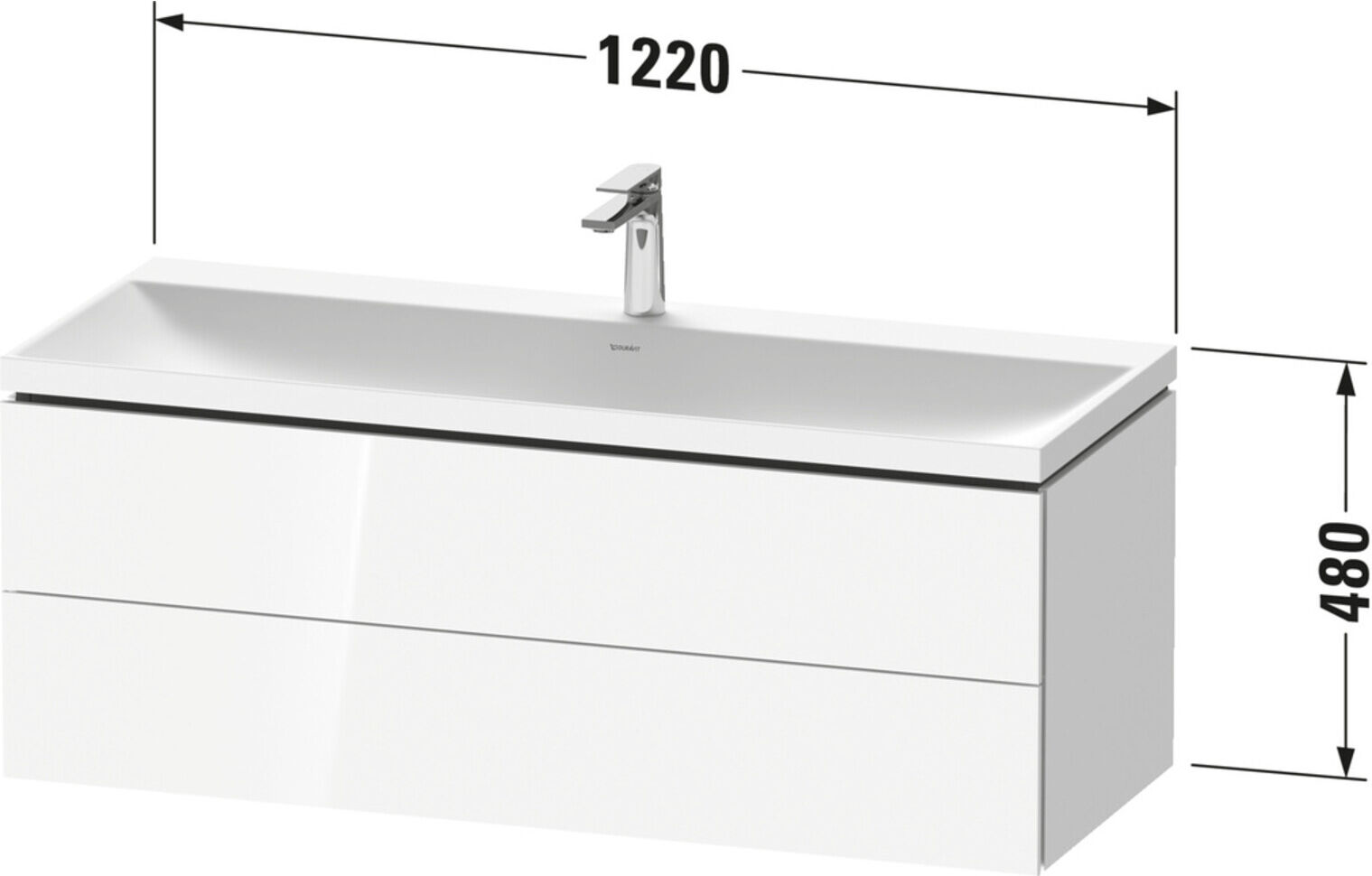 Duravit Möbel-Set L-Cube 120x48x48cm, m HL, betongr ma, 2 Schub. (LC6953O07070000)
