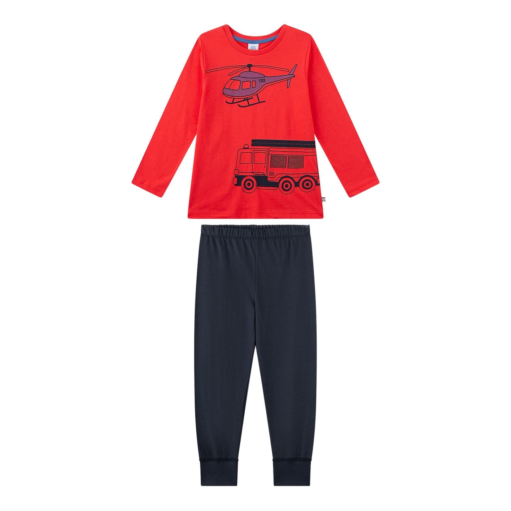 Schlafanzug Feuerwehr lang Jungen Pyjama