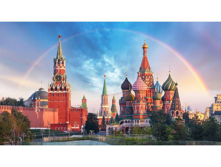 Fototapete PAPERMOON Moskau mit Regenbogen , bunt, B:1,5m L:1,11m, Vlies, Tapeten, Fototapete