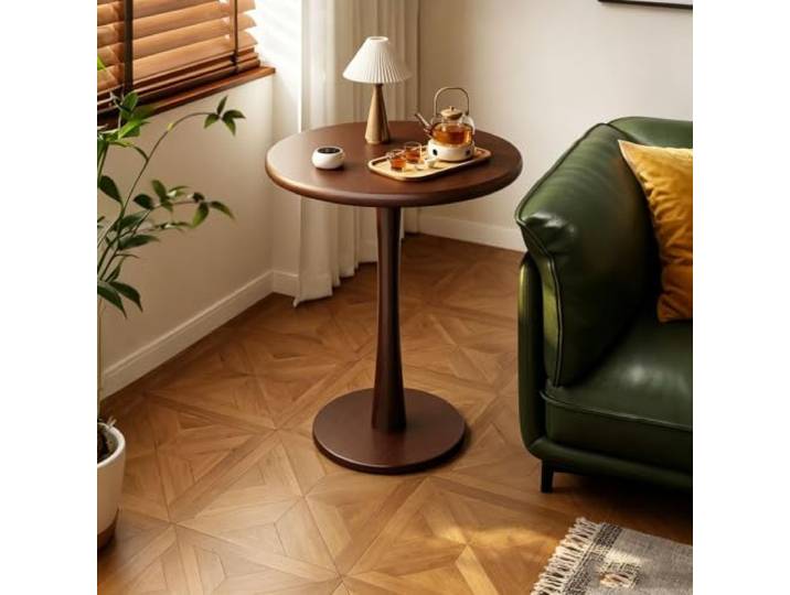 PEIVYRBCGA Runder Beistelltisch Massivholz Geschnitzte Beine 47cm 56cm Vintage Massivholz Beistelltisch für Wohnzimmer(D)