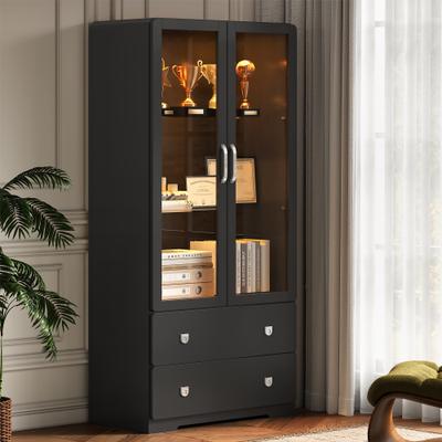 Royalcraft 64'' Tall Display Cabinet with Acrylic Doors and LED Lights - N/A