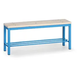 Umkleidebank mit Schuhrost, Latten-Sitz, Länge 1000 mm, blau