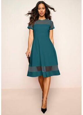 Plus Size Women's Scuba Illusion Yoke Dress by Roaman's in Mystic Pine (Size 32 W)