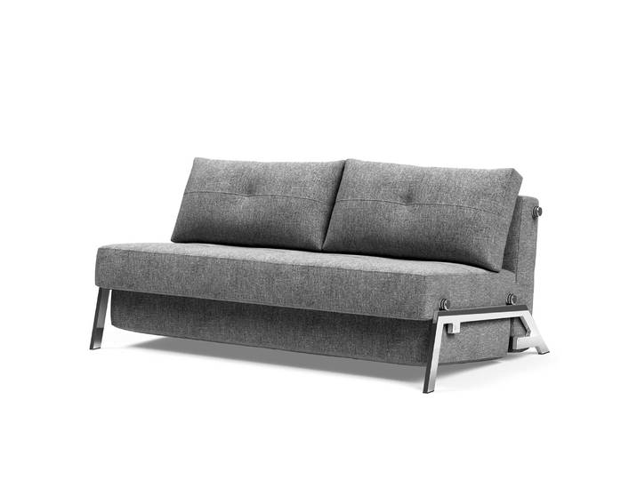 Schlafsofa Grau Stoff Twist 168cm mit Schlaffunktion Chrom glänzend Skandi