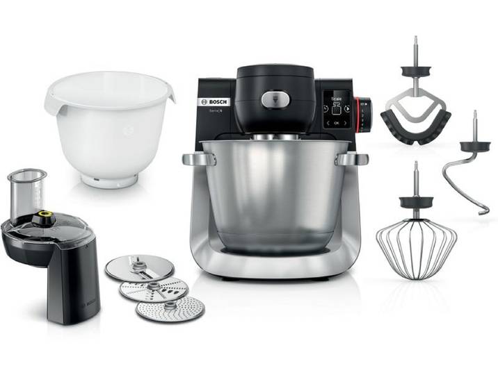 Bosch Serie 6, Küchenmaschine mit Waage, 1600 W, Schwarz, Edelstahl gebürstet, MUMS6ZS23D, ID MUMS6ZS23D