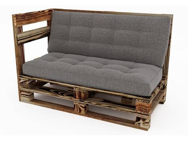 Lermowood Palettenmöbel Mpe Eckbank 120 x 60 cm Geflammt Europaletten Indoor und Outdoor Lounge Gartenmöbel Holz Gartenmöbel Set Lounge Möbel Terrasse Balkon Loft Stil Paletten