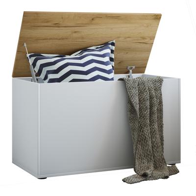 Sitztruhe VCM "Holz Sitztruhe Sitzbank Truhe Box Kiste Bendola", braun (weiß, honig, eiche), B:82cm T:44cm, Garderobenpaneele