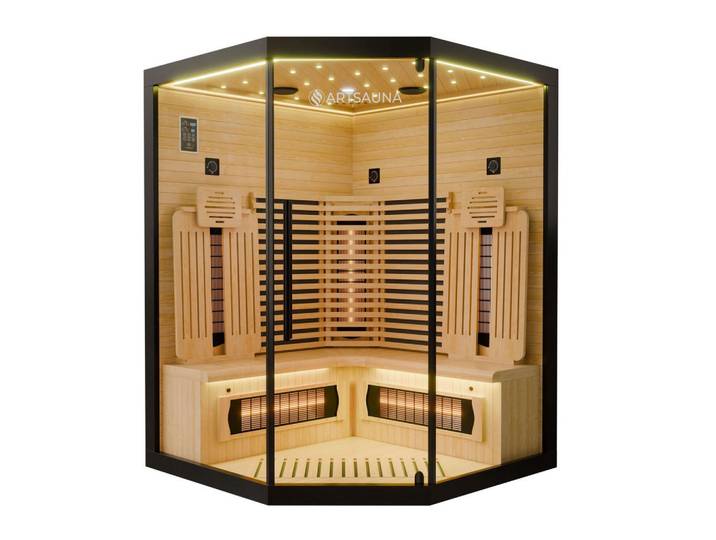 Artsauna Infrarotkabine Malmö140 schwarz mit Dual-Technologie & Hemlockholz, Schwarz, Holz, 140x190x140 cm, Freizeit & Co, Wellness & Gesundheit, Infrarotkabinen